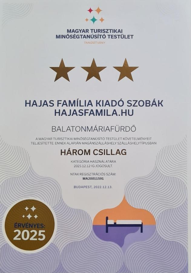 Hajas Familia Kiado Szobak Balatonmariafurdo Exterior photo